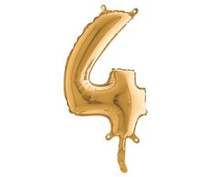 Palloncino numero 4 H 36 cm mylar oro - 12067