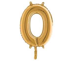 Palloncino numero 0 H 36 cm mylar oro - 29270