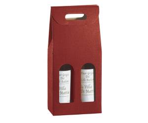 Scatola 2 bottiglie 18 x 9 x 38,5 cm cartone seta bordeaux - 29343