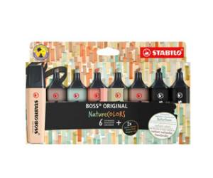 Evidenziatore Boss Original NatureColors punta a scalpello tratto 2,5 mm colori assortiti astuccio 8 pezzi - 1789