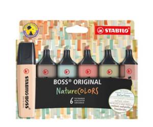 Evidenziatori Boss NatureColors tratto 2,5 mm colori assortiti astuccio 6 pezzi - 1784