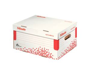 Scatola container Speedbox - Small - 25,2 x 35,5 cm - dorso 19,3 cm - bianco e rosso - conf. 15 pezzi - Esselte - 623911 - 4049793026015 - DMwebShop
