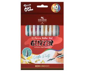 Roller gel colorati - colori glitter - Koh I Noor - astuccio 10 roller - NAGP10S - 8032173001432 - DMwebShop