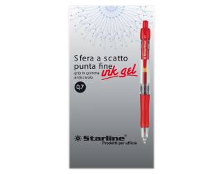 Penna a sfera a scatto con inchiostro gel punta fine 0,7 mm rosso - 1149