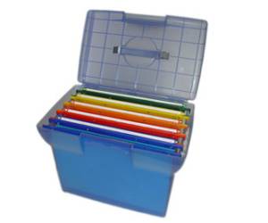 Valigetta Arianna blu traslucido con 5 cartelle sospese Joker interasse 33 cm 37x25x30 cm colori assortiti - 16245