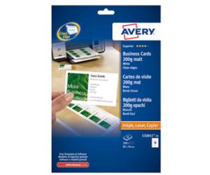 Biglietti da visita 85 x 54 mm 200 gr effetto opaco bianco conf 25 fogli da 10 biglietti Avery C32011 - 1942