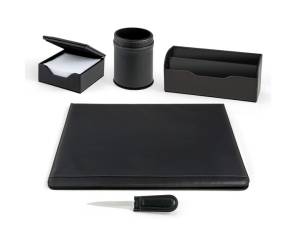 Servizio scrittoio William ecopelle 5 componenti nero - 17230
