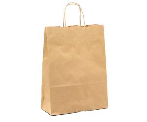 Shopper maniglie cordino 18 x 8 x 24 cm carta biokraft avana - 17181