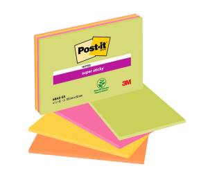 Blocco foglietti Super Sticky Meeting Notes - 6845-SSP - giallo e rosa neon - 203 x 152 mm - 45 fogli - conf. 4 pezzi - Post-it - 7100234637 - 51131849693 - DMwebShop