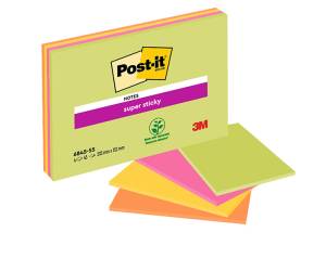 Blocco foglietti Super Sticky Meeting Notes - 6845-SSP - giallo e rosa neon - 203 x 152 mm - 45 fogli - conf. 4 pezzi - Post-it - 7100234637 - 51131849693 - DMwebShop