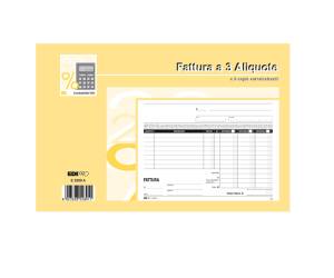 Blocco fatture 3 aliquote Iva 50 fogli 2 copie autoautoricalcanti 15 x 23 cm E5289A - 3977