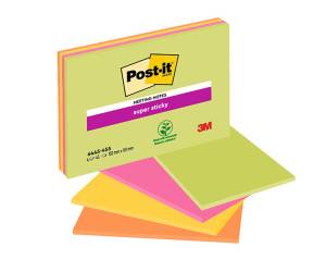 Blocco foglietti Super Sticky Meeting Notes 6445 SSP 152 x 101 mm 45 fogli rosa verde neon - 4642