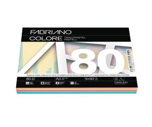 Carta Colore A3,80 gr mix 5 colori tenui confezione 250 fogli - 5831