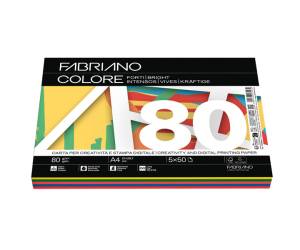 Carta Colore A4,80 gr mix 5 colori forti confezione 250 fogli - 5832