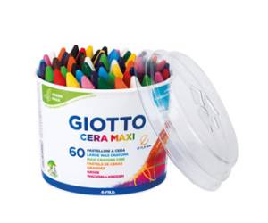 Pastelli cera maxi lunghezza 100 mm diametro 11,5 mm barattolo 60 pastelli Giotto 519200 - 1287
