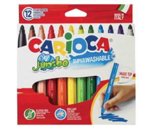 Pennarelli Jumbo punta 6 mm colori assortiti lavabili astuccio 12 pezzi - 18406