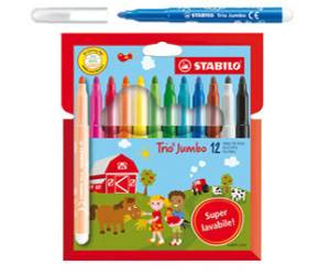 Pennarelli Trio Jumbo punta 3,0 mm colori assortiti astuccio 12 pezzi - 18409