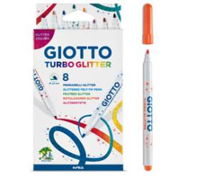 Pennarelli Turbo Glitter punta 2,8 mm colori assortiti astuccio 8 pezzi - 18411