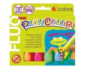 Tempera solida in stick Playcolor 10 gr colori fluo astuccio 6 stick fluo - 18426