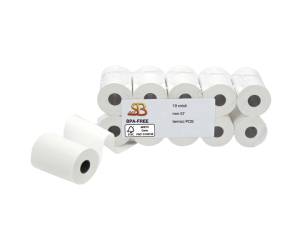 Rotolo per POS e carte di credito 57 mm x 20 mt diametro esterno 40 mm anima 12 mm 55 gr carta termica BPA free blister 10 pezzi - 5433