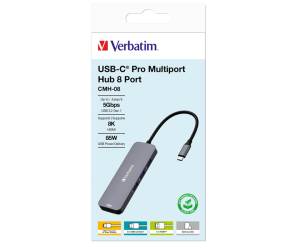 USB-C Pro Multiport Hub 8 Port CMH-08 - Verbatim - 32151 - 23942321514 - DMwebShop