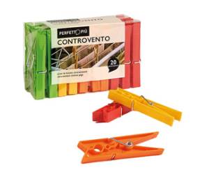 Mollette biancheria Controvento Colours colori assortiti - 7108