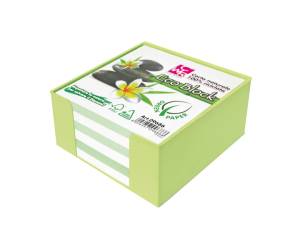 Contenitore in plastica con foglietti bianco 10 x 10 x 5 cm - 19378