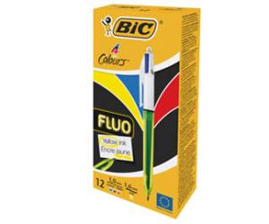 Penna a sfera a scatto multifunzione 4 Colors Fluo punta 1,0-1,6 mm - 19148