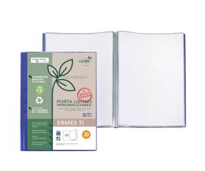 Portalistini personalizzabile Ermes TI - PP riciclato - 22 x 30 cm - 20 buste - blu - conf. 25 pezzi - Sei Rota - 57272007 - 8004972031637 - DMwebShop