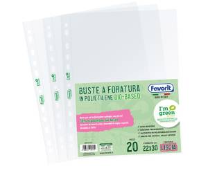 Buste forate - 22 x 30 cm - PE Bio-Based - liscio superior - conf. 20 pezzi - Favorit - 400178113 - 8006779048139 - DMwebShop