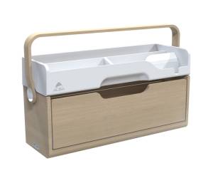 Organizer portatile da scrivania Ergobox S - 42,5 x 23 x 15 cm - legno-PET-ABS - legno-bianco-grigio - Alba - DKBOX - 3129710017713 - DMwebShop