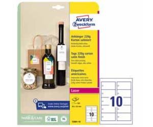 Cartellino stampabile in cartoncino con bordi lisci laser 90 x 50 mm 10 fogli - 11057