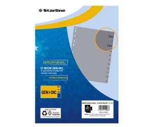 Divisori mensili Gen Dic 12 tacche A4 Maxi PP grigio - 8019