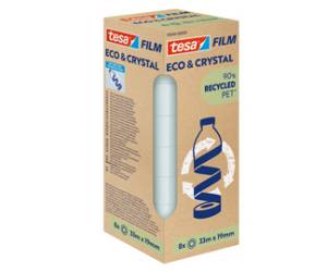 Nastro adesivo Eco Crystal 19 mm x 33 mt PET trasparente torre 8 pezzi - 9451