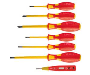 Cacciaviti isolati 1000 V - con cercafase - misure assortite - conf. 7 pezzi - Valex - 1463639 - 8004878693113 - DMwebShop