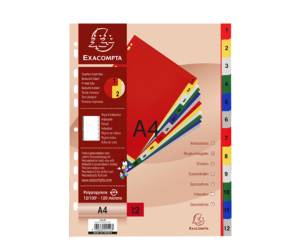 Divisori Numerici 1,12 PPL opaco A4 colori assortiti - 13848