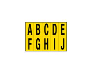Lettere adesive da A a J in PVC 56 x 99 mm 10 etichette per foglio 1 foglio nero giallo - 12547