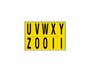 Lettere adesive da U a Z in PVC 56 x 99 mm 10 etichette per foglio 1 foglio nero giallo - 12537