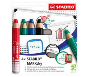 Matitoni MARKdry per lavagne con temperino e panno microfibra astuccio 4 pezzi - 12020