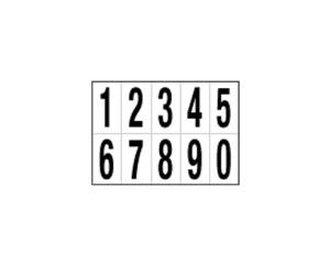 Numeri adesivi da 0 a 9 in PVC 56 x 99 mm 10 etichette per foglio 1 foglio nero bianco - 12551