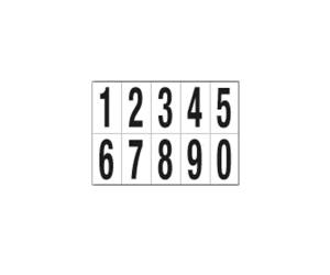 Numeri adesivi da 0 a 9 in PVC 70 x 124 mm 10 etichette per foglio 1 foglio nero bianco - 12586