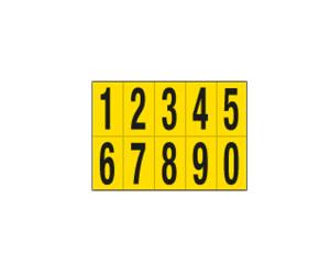 Numeri adesivi da 0 a 9 in PVC 70 x 124 mm 10 etichette per foglio 1 foglio nero giallo - 12594