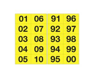 Numero adesivo da 01 a 99,44 x 34 mm 10 etichette per foglio 10 fogli nero giallo - 12409
