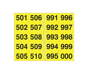 Numero adesivo da 501 a 999,45 x 24 mm 10 etichette per foglio 50 fogli nero giallo - 12371