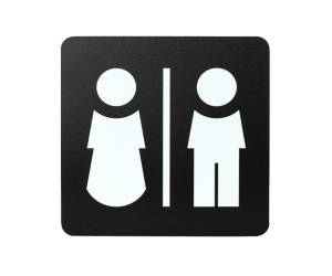 Pittogramma adesivo toilette uomo donna 16 x 16 cm PVC nero bianco - 11897