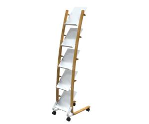 Portariviste da terra 5 tasche 34 x 50 x 165 cm legno ABS bianco - 12016