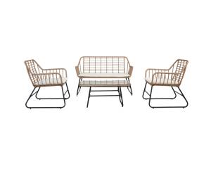 Salotto Cebu polyrattan naturale set 4 elementi - 11358