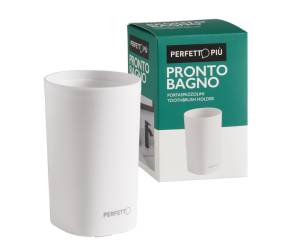 Bicchiere porta spazzolini Pronto Bagno diametro 8 cm H 12,5 cm PPL bianco - 20955