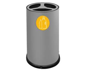 Contenitore tondo per raccolta differenziata 3 scomparti 100 lt acciaio - 20103