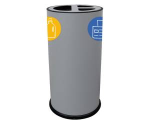 Contenitore tondo per raccolta differenziata 3 scomparti 70 lt grigio - 20213